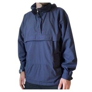 GAP Factory Hooded Pullover Anorak Jacket XS Navy Half Zip Mesh Lined
